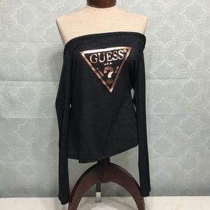 GUESS Dark Gray Off Shoulder Top